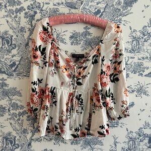 Almost famous white floral blouse size large